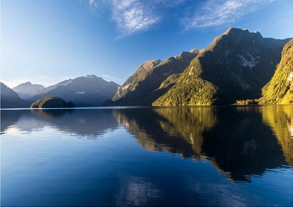 Morning Mirror Reflections over Doubtful Sound, South Island, New Zealand