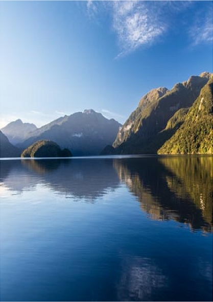 Morning Mirror Reflections over Doubtful Sound, South Island, New Zealand
