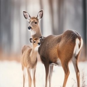 Doe and Fawn in Snow